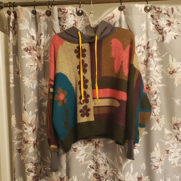 NATURAL LIFE Multicolor Patchwork Cowl Sweater - Picture 1 of 4